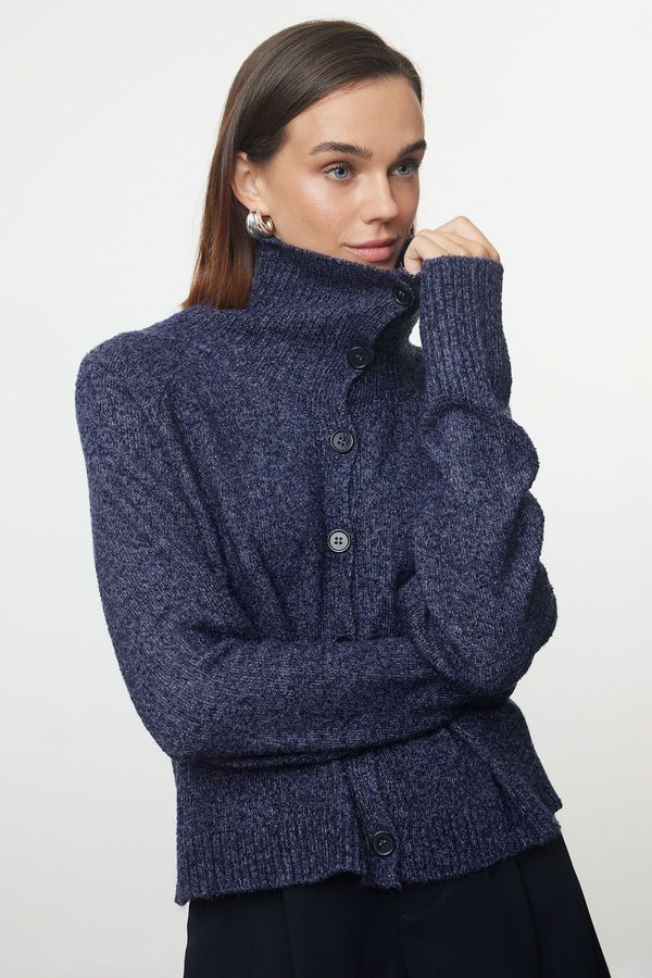 Trendyol Trendyol Navy Blue Soft Texture Gradient Knitwear Cardigan