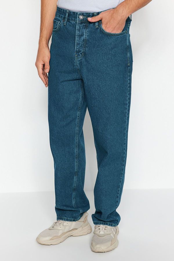 Trendyol Trendyol Navy Blue Vintage Look Baggy Fit Jeans Denim Trousers
