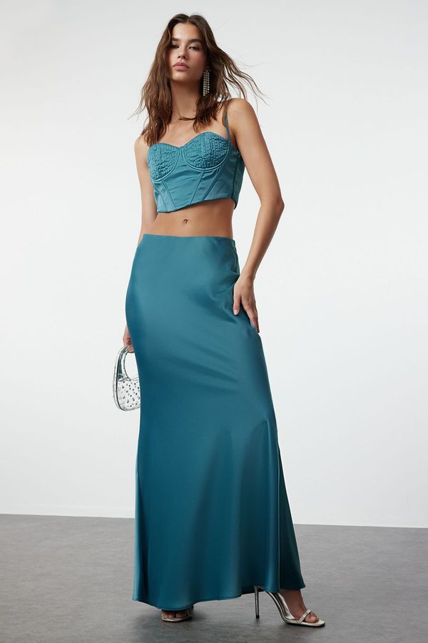 Trendyol Trendyol Oil Weave Satin Long Skirt