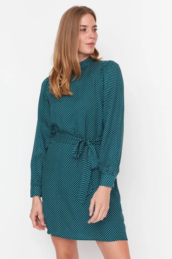 Trendyol Trendyol oljni pas Polka Dot tkana obleka