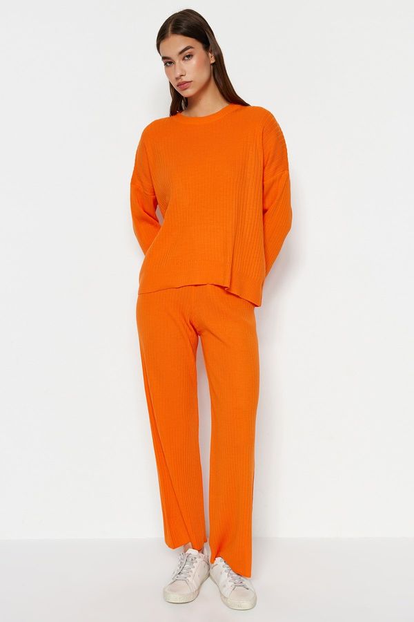 Trendyol Trendyol Orange Basic Crew Neck Knitwear Top-Top Set