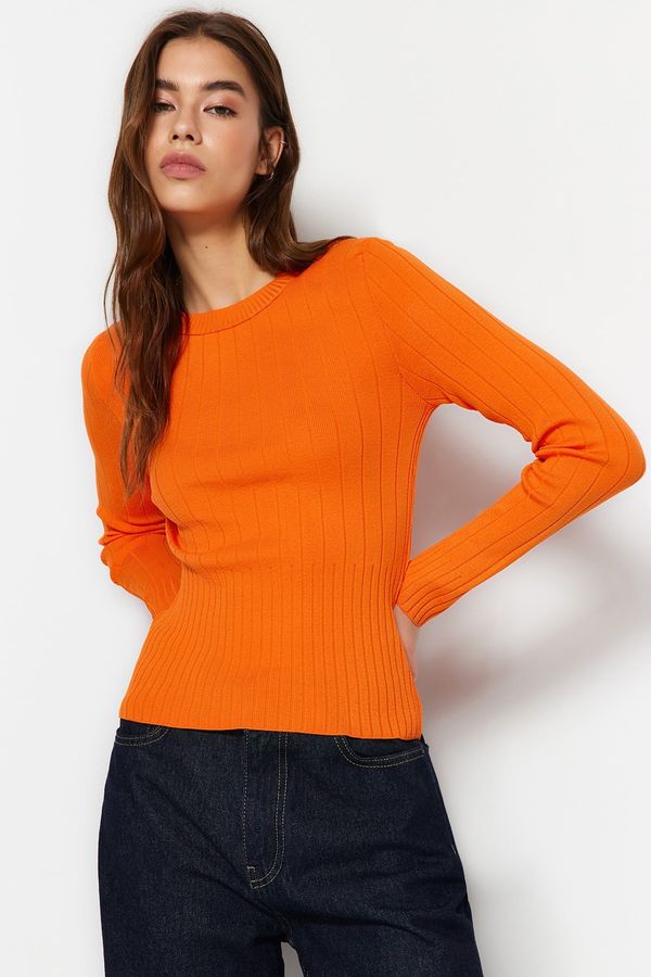 Trendyol Trendyol Orange Basic pulover za pletenine za vrat posadke
