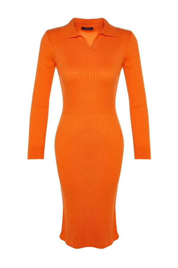 Trendyol Trendyol Orange Midi pletenine Polo Neck obleka