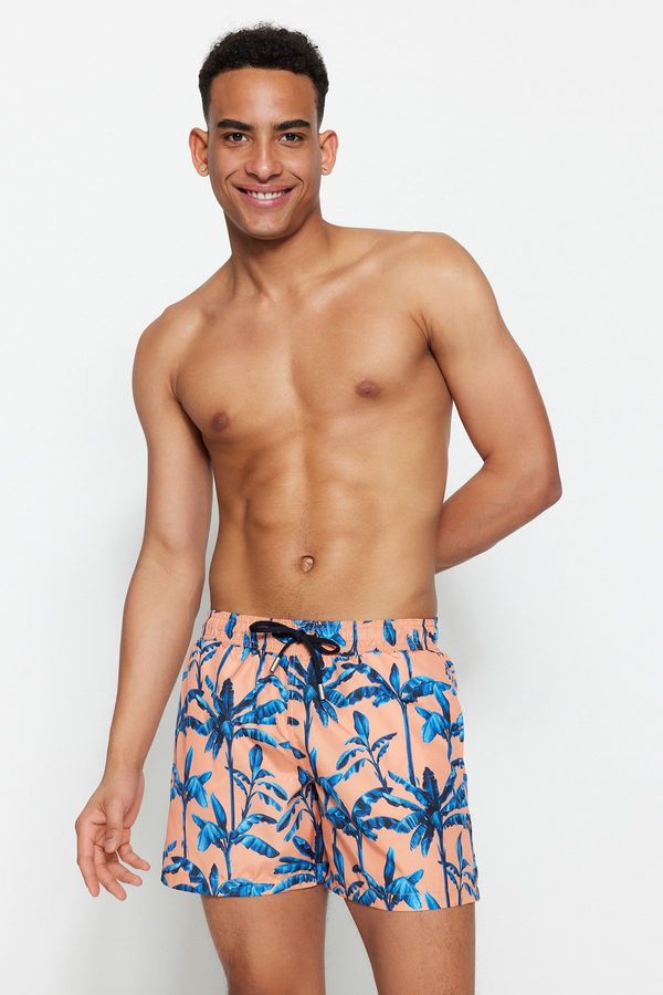 Trendyol Trendyol Orange Standard Size Tropical Printed Swimsuit Sea Shorts