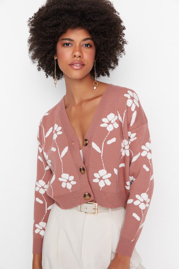 Trendyol Trendyol Pale Pink Jacquard Knitwear Cardigan