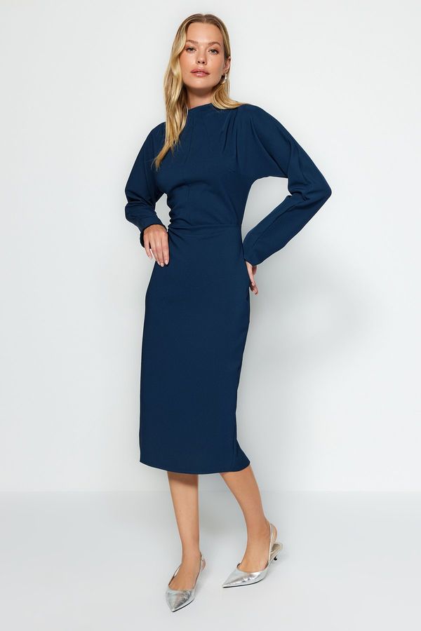 Trendyol Trendyol Petrol Straight Cut zbral podrobno tkano tkano obleko