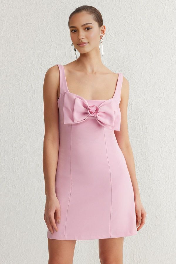 Trendyol Trendyol Pink A-Line Bow Detail Woven Chic Dress