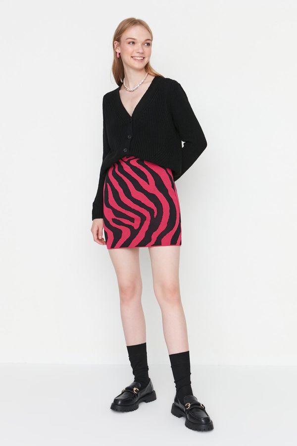 Trendyol Trendyol Pink Animal Patterned Sweater Skirt