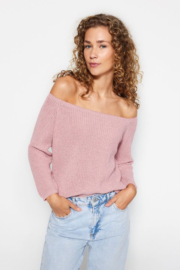Trendyol Trendyol Pink Carmen ovratnik Pletenine pulover