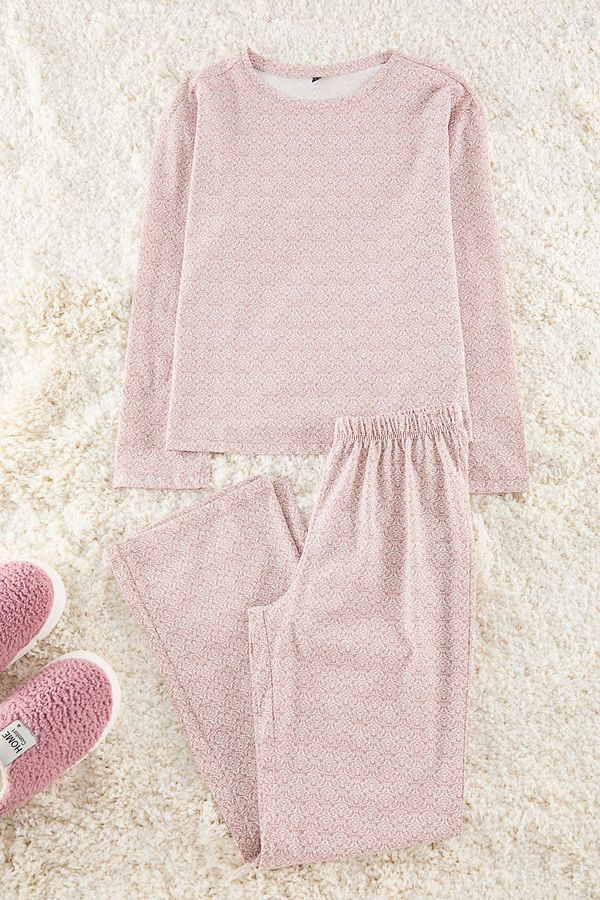 Trendyol Trendyol Pink Ethnic Jersey Knitted Pajama Set