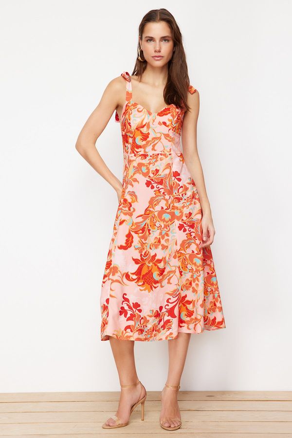 Trendyol Trendyol Pink Floral A-Line Viscose Midi Woven Dress