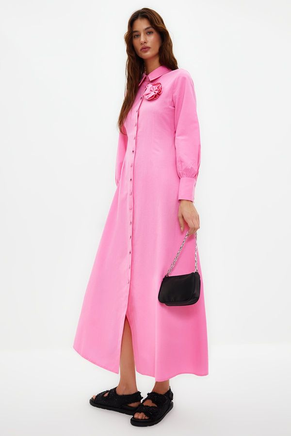 Trendyol Trendyol Pink Floral Detailed Woven Shirt Dress