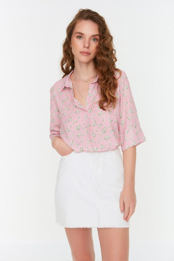 Trendyol Trendyol Pink Floral Patterned Woven Blouse