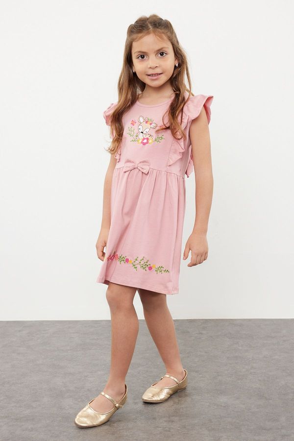 Trendyol Trendyol Pink Girl's Ruffle Detailed Knitted Dress