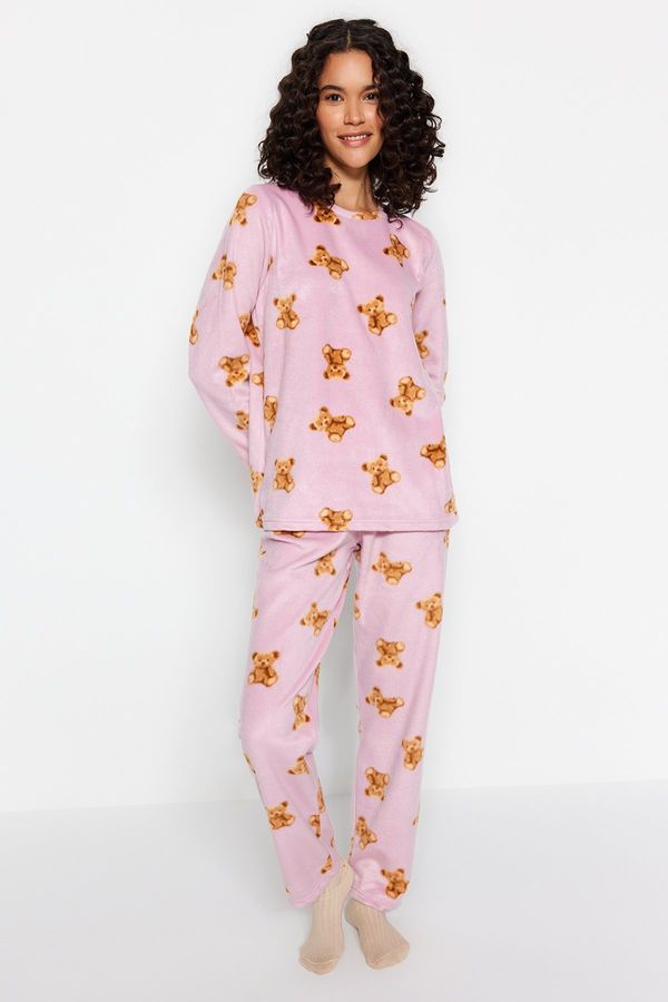 Trendyol Trendyol Pink Polar Bear Winter Knitted Pajama Set