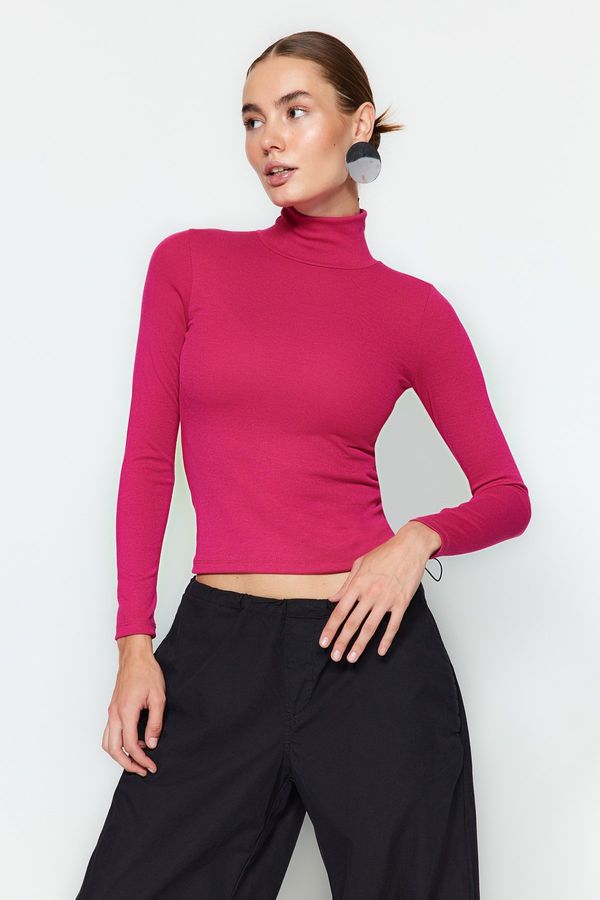 Trendyol Trendyol Pink Premium mehka tkanina Turtleneck nameščena / fleksibilna pletena bluza
