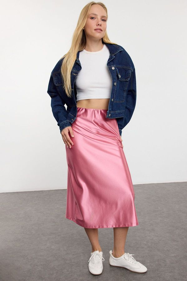 Trendyol Trendyol Pink Premium Satin A Cut/Flare Skirt