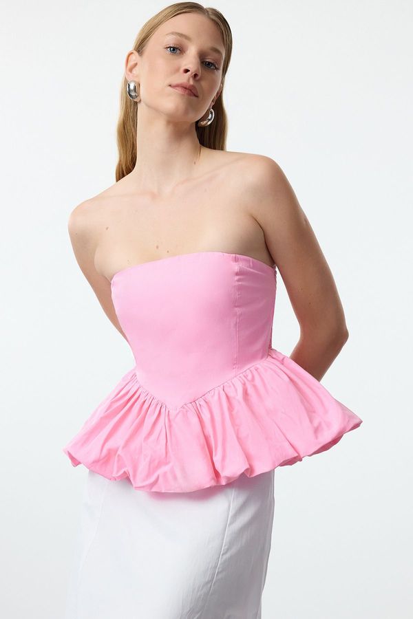 Trendyol Trendyol Pink Strapless Balloon Woven Blouse