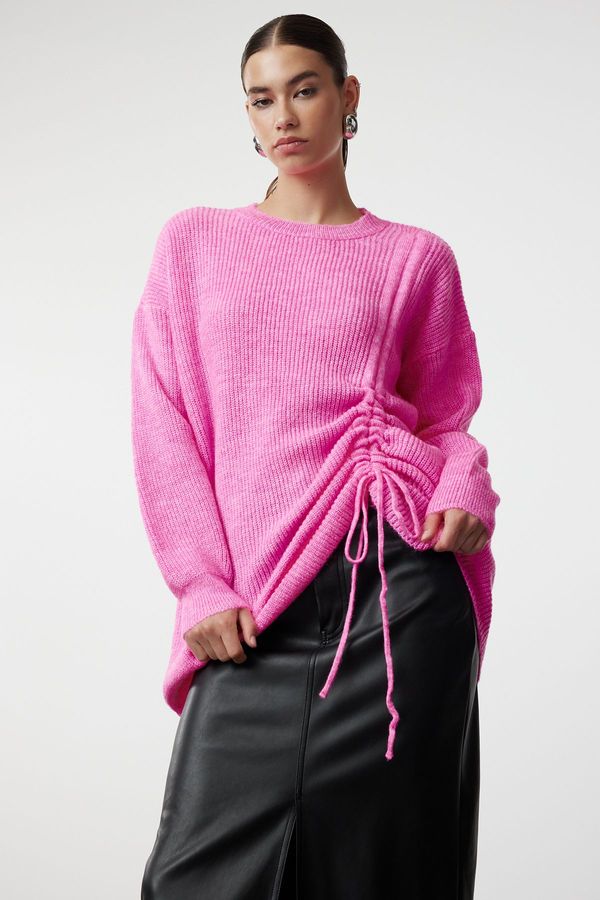 Trendyol Trendyol Pink Thessaloniki Knitted Smock Detailed Knitwear Sweater