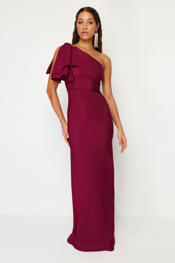 Trendyol Trendyol Plum A-Cut Straight Fitted Woven Evening Dress & Graduation Dress