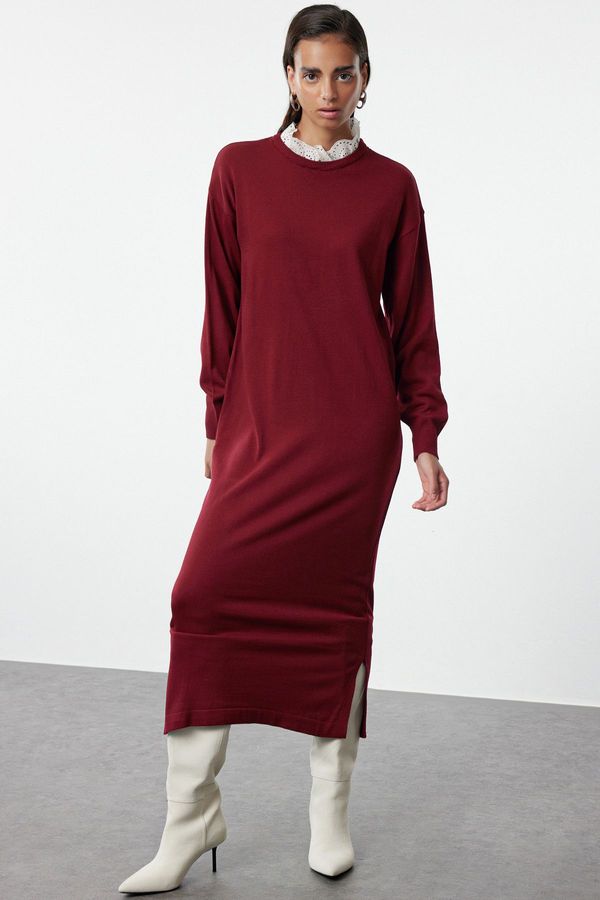 Trendyol Trendyol Plum Brode Collar Detailed Knit Dress