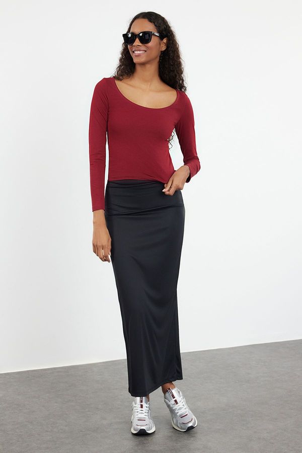 Trendyol Trendyol Plum Pool Neck Fitted Knitted Blouse