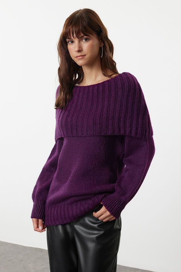 Trendyol Trendyol Plum Soft Texture Cowl Neck Knitwear Sweater