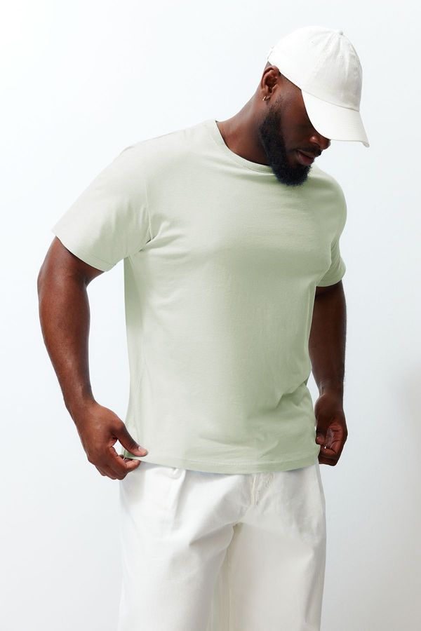 Trendyol Trendyol Plus Size Mint Slim/Slim Fit Comfortable 100% Cotton Basic T-shirt