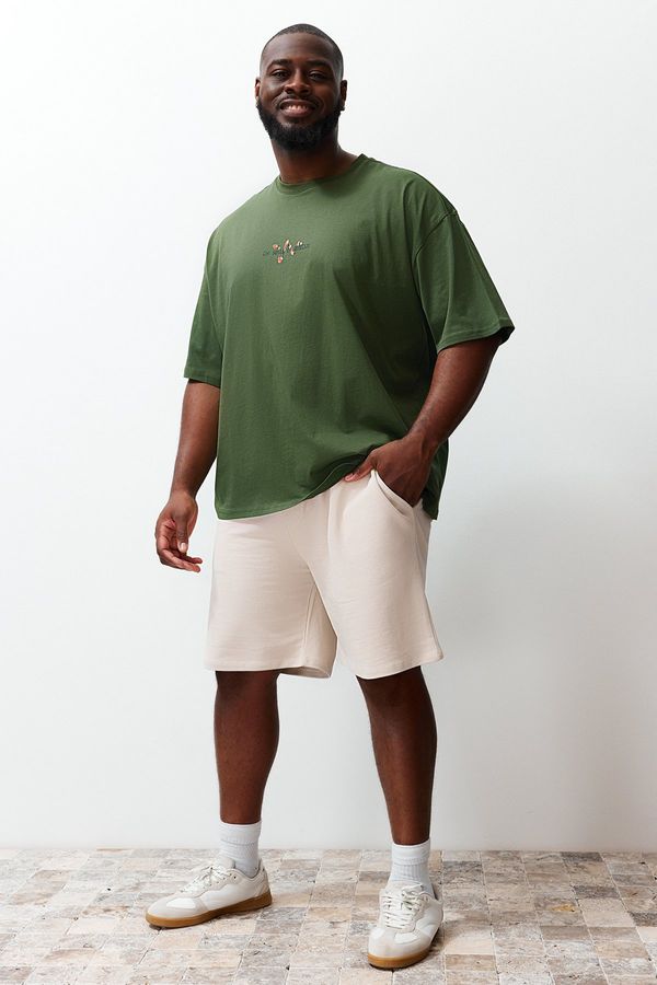 Trendyol Trendyol Plus Size Stone Regular/Normal Fit Comfortable 100% Cotton Basic Shorts