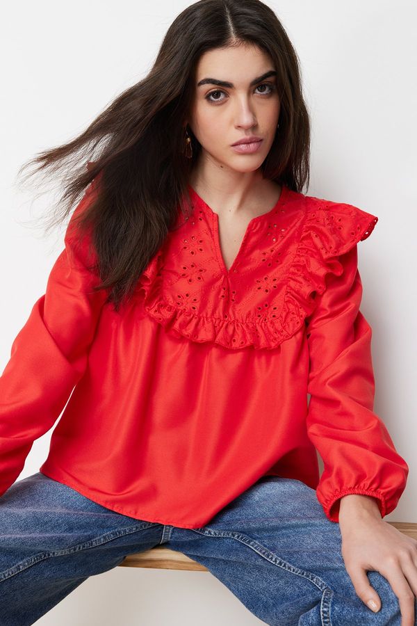 Trendyol Trendyol Pomegranate Blossom Flounce Detail Woven Blouse