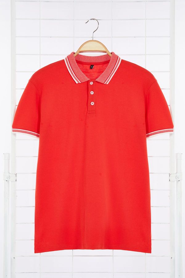 Trendyol Trendyol Pomegranate Blossom Slim/Narrow Cut 100% Cotton Polo Neck T-shirt