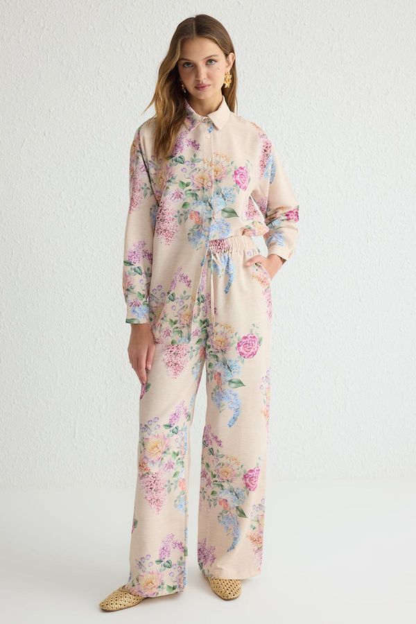 Trendyol Trendyol Powder Floral Patterned Woven Trousers