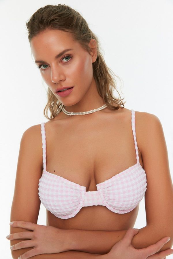 Trendyol Trendyol Powder Gingham Textured Bikini Top