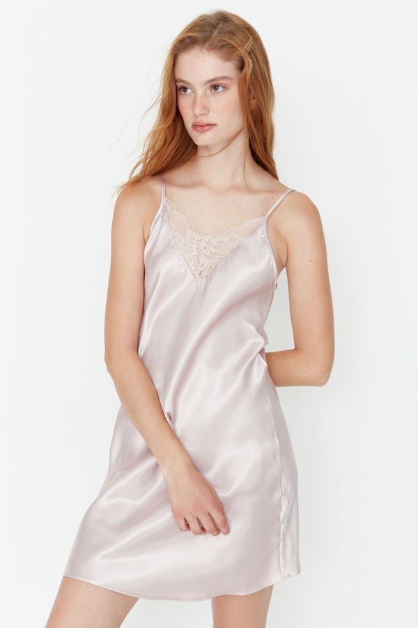 Trendyol Trendyol Powder Silk Satin Nightgown with Lace and Back Detail