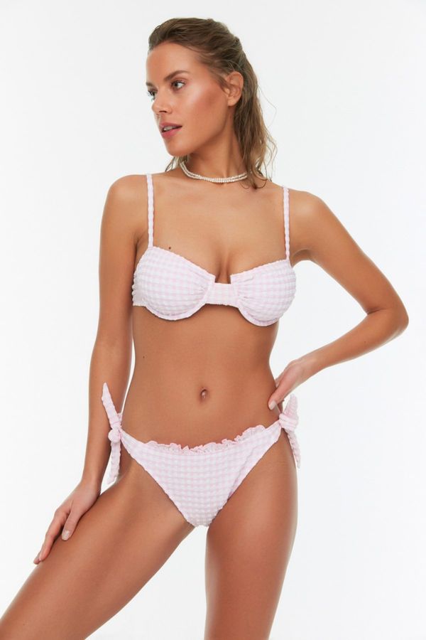 Trendyol Trendyol prah Gingham teksturirano krhko bikini dno