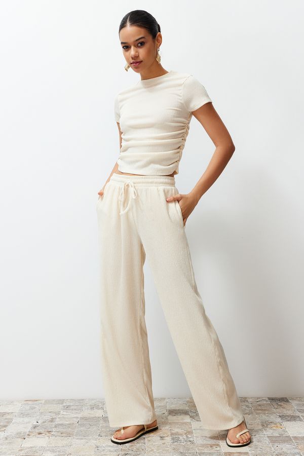 Trendyol Trendyol Premium Stone Wide Leg Pants Flexible Knitted