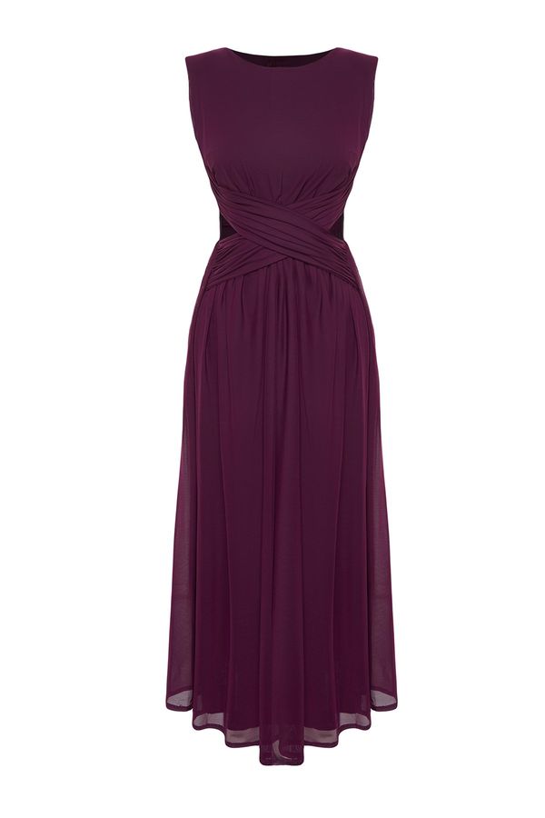 Trendyol Trendyol Purple A-Cut Window/Cut Out Detailed Knitted Tulle Dress