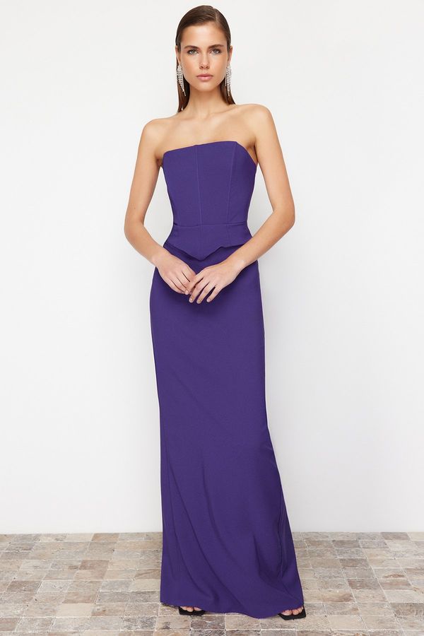 Trendyol Trendyol Purple Corset Detailed Woven Long Evening Dress