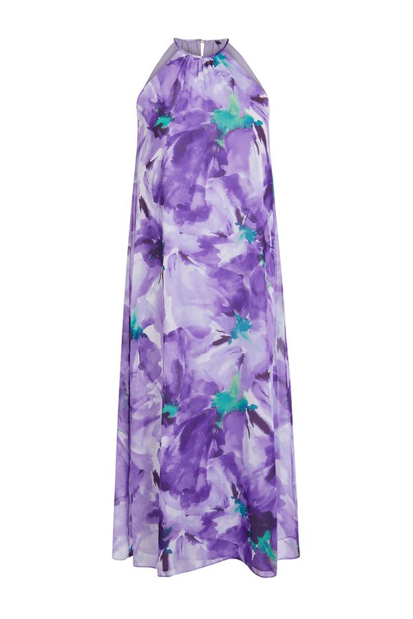 Trendyol Trendyol Purple Floral Shift Midi Woven Dress