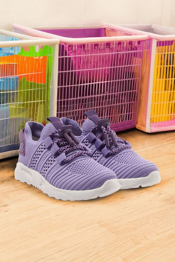 Trendyol Trendyol Purple Knit Adjustable Laced Little Girl Kids Sneakers