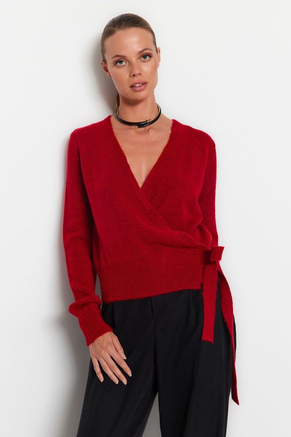 Trendyol Trendyol rdeči pulover za pletenine z dvojnimi prsi