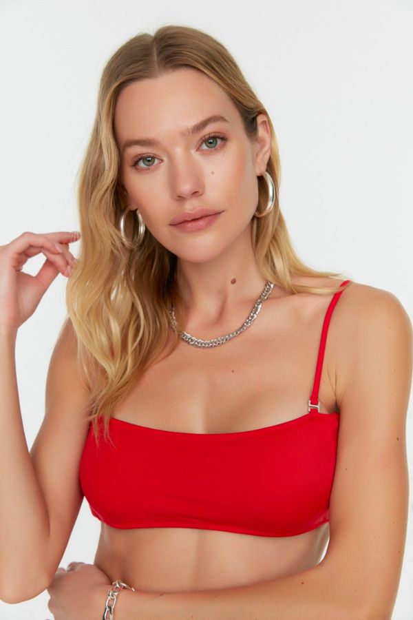 Trendyol Trendyol Red Back Detail Bandeau Bikini Top