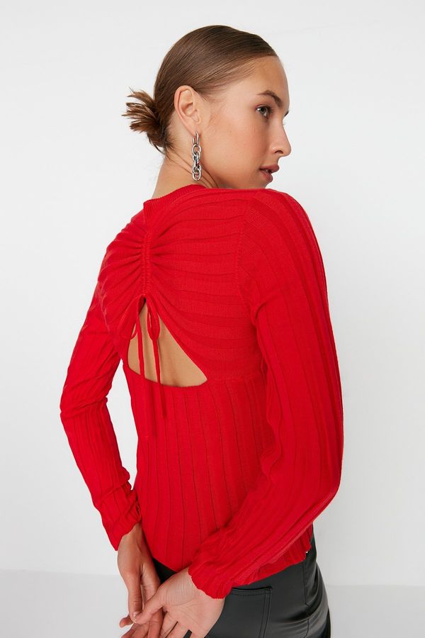 Trendyol Trendyol Red Back podroben pulover za pletenine