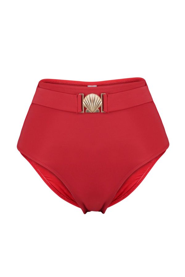 Trendyol Trendyol Red Belt Premium Accessory High Waist Regular Bikini Bottom