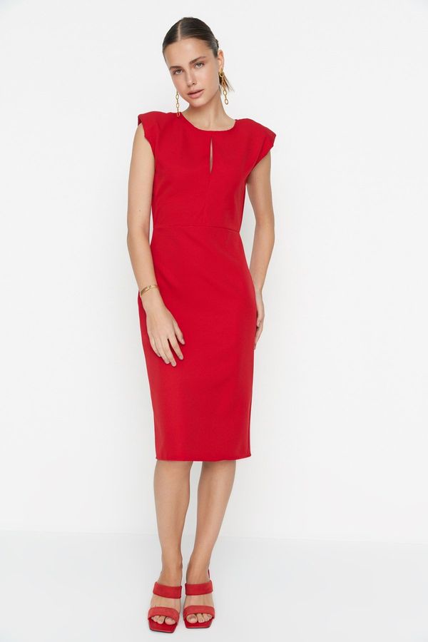 Trendyol Trendyol Red Collar Detailed Waistband Woven Dress