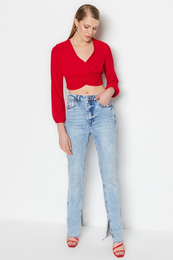 Trendyol Trendyol Red Crop Woven Blouse