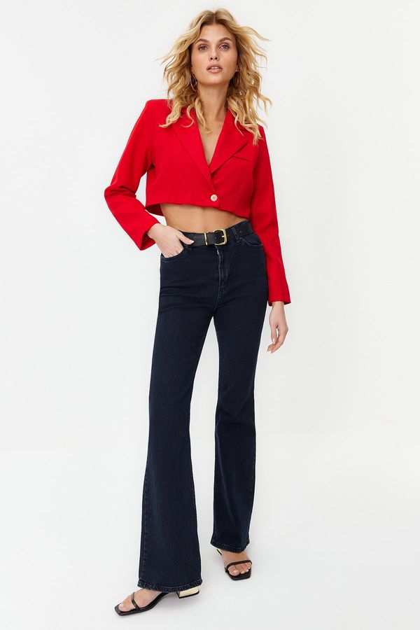 Trendyol Trendyol Red Crop Woven Lined Jacket