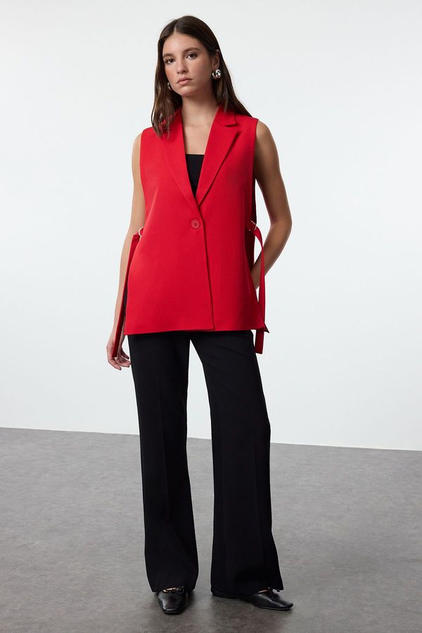 Trendyol Trendyol Red Fitted Accessory Detailed Woven Vest