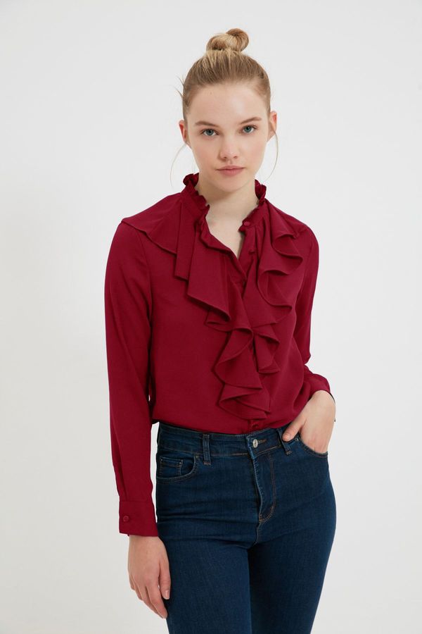 Trendyol Trendyol Red Frilled Woven Shirt