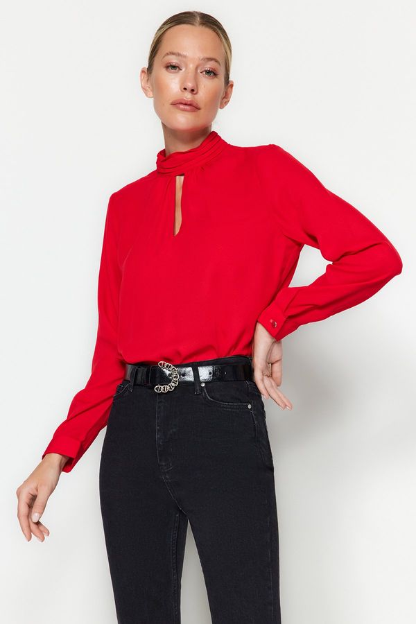 Trendyol Trendyol Red High Collar Woven Blouse